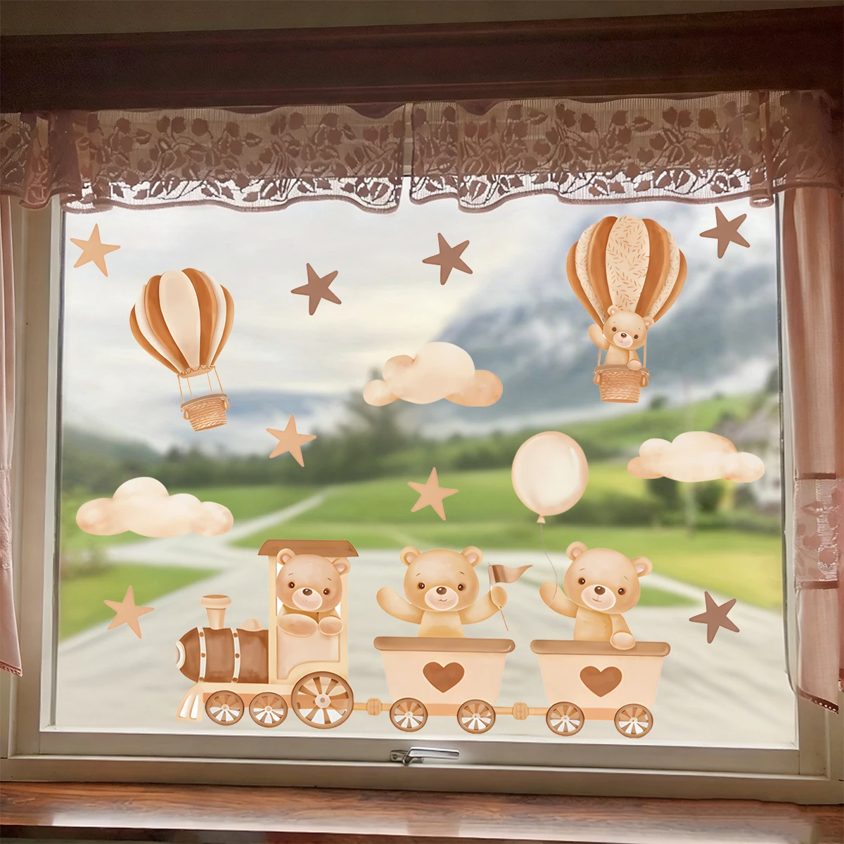 Adhesivos de Pared Infantiles Tren Ositos Globo – Vinilo Removible - imagen 3