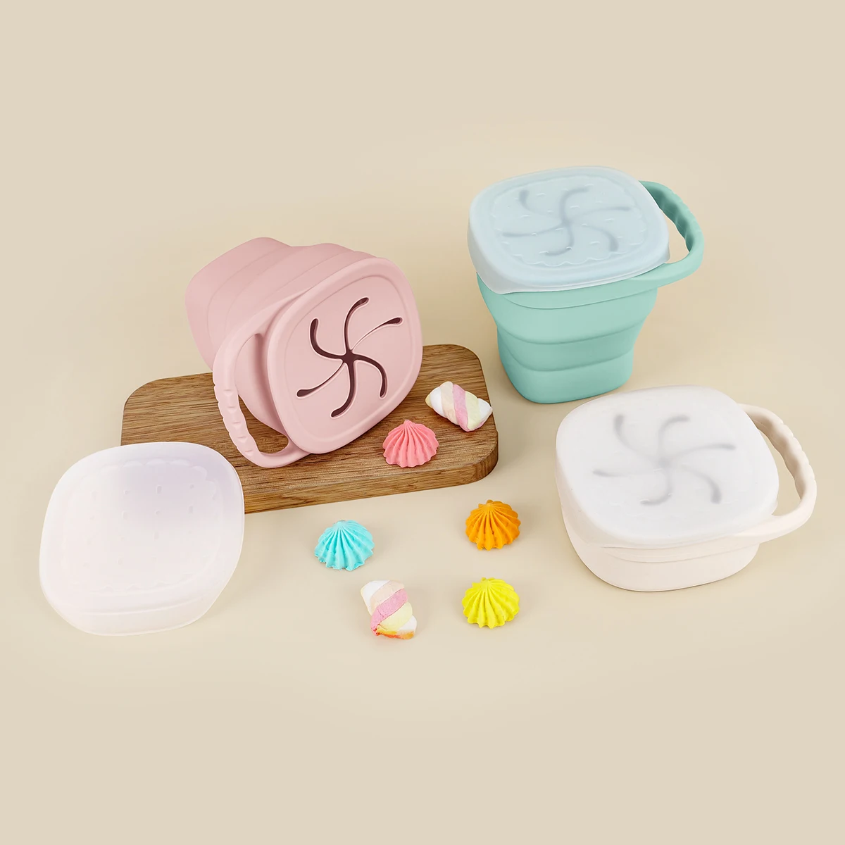 Caja de aperitivos silicona para bebé portátil, alimentación - imagen 5