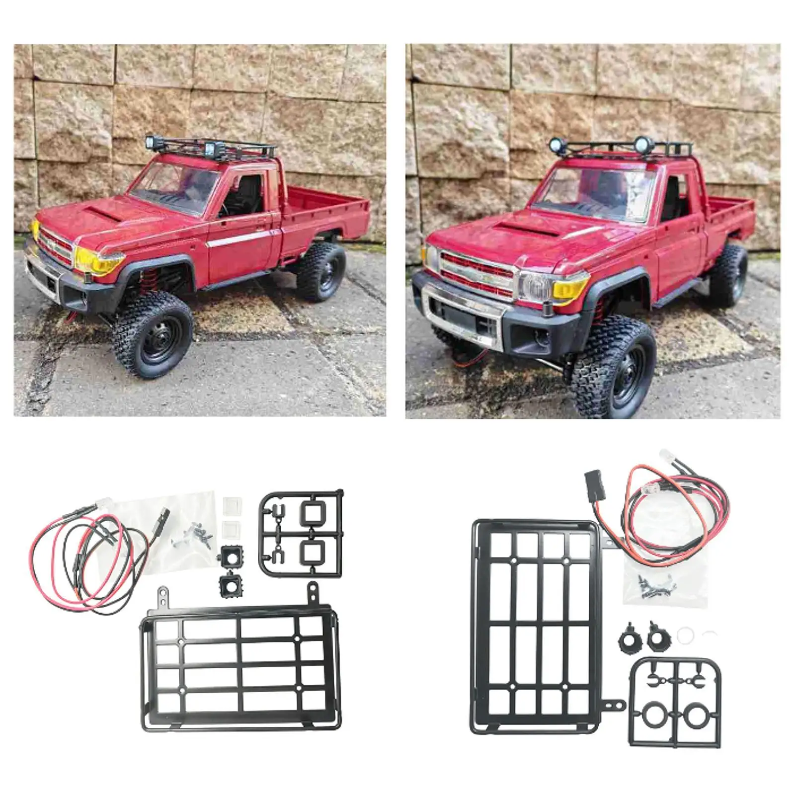 RC Roof Luggage Rack with 2LED Lights Accessory for MN82 1:12 RC Crawler Car