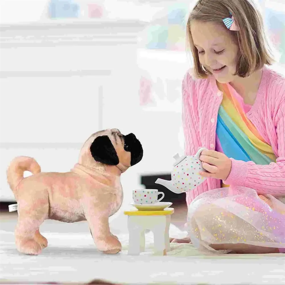 Juguetes de peluche de perro Pug de pie realista para niños, animales de peluche de perro suave, regalos de cumpleaños y Navidad, 33cm - imagen 3