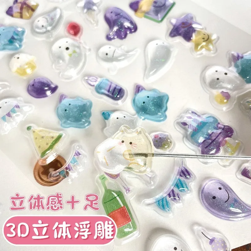 Pegatina tridimensional 3D, pegatina de cristal brillante de dibujos animados creativos para estudiantes, pegatina en relieve divertida, diamante decorativo - imagen 4