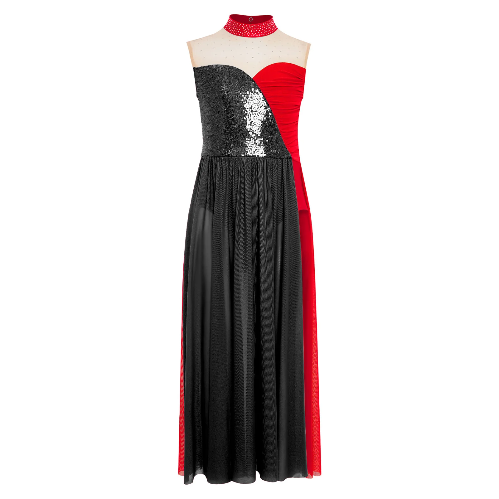 Vestido de baile sin mangas con malla lateral moderno para niñas - imagen 4
