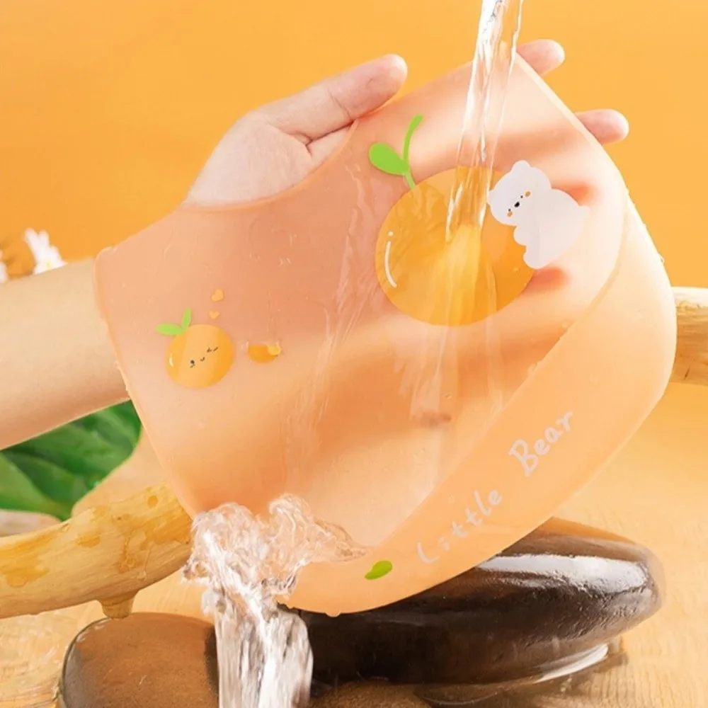 Baberos portátiles con estampado de dibujos animados, babero de alimentación transparente impermeable, material de alimentación ajustable de silicona suave - imagen 5