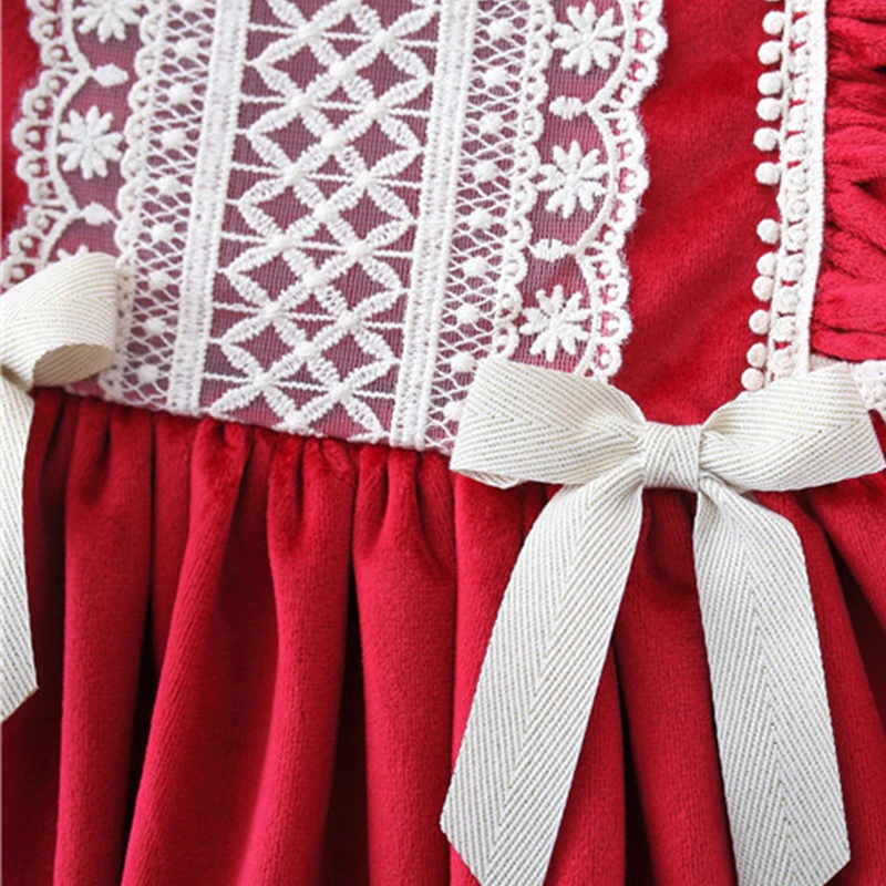 Vestidos de invierno de 2 piezas para niñas recién nacidas, ropa de lana cálida, manga larga, vestido de princesa roja + sombrero, ropa para niños, BC619 - imagen 5