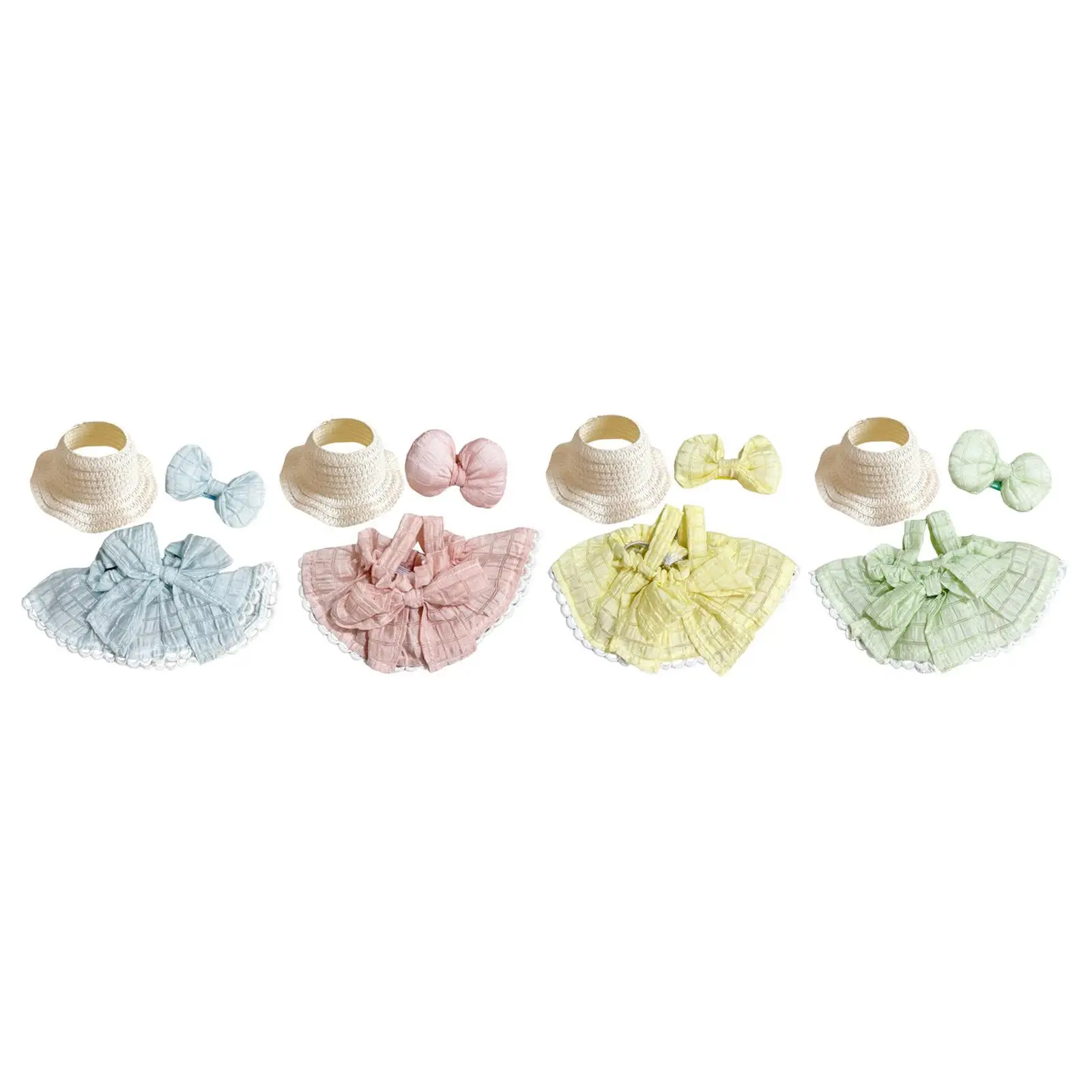 3Pcs Dolls Dress with Hat Bow Hairpin for 15-17cm Dolls Dress up Halloween Gifts