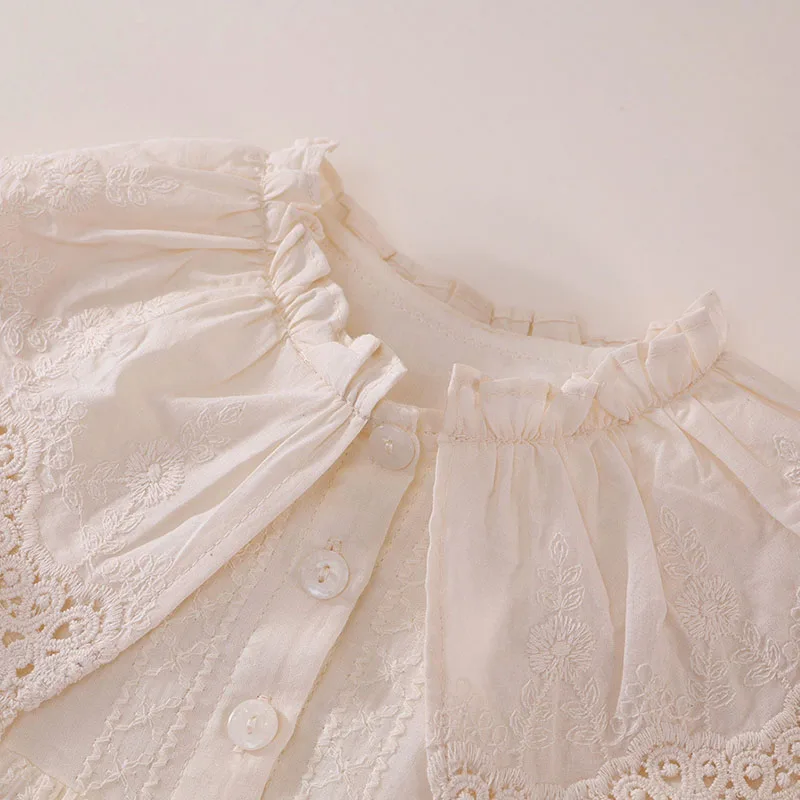 Vestido de bebé con encaje y solapa grande – Primavera y otoño - imagen 2