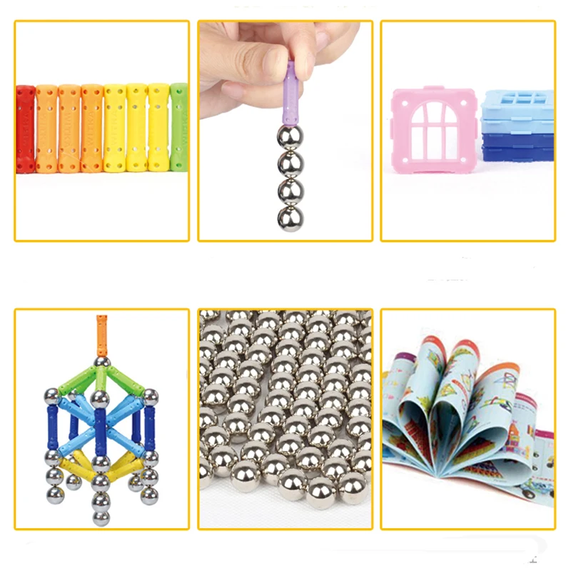 LFAYER-bloques de construcción magnéticos 3d para niños, palos magnéticos DIY, juguetes de construcción para niños, juguetes educativos de diseñador para niños - imagen 2