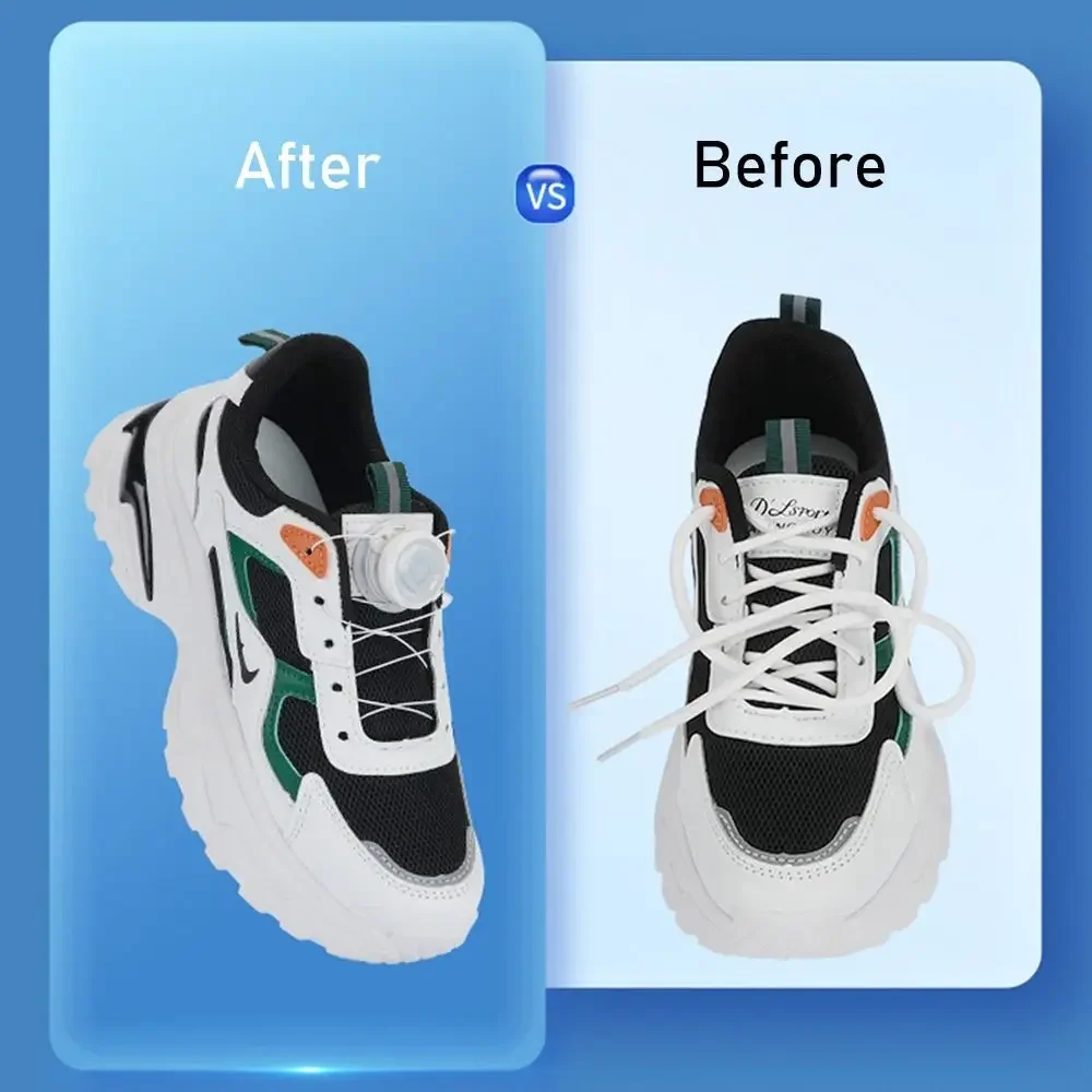 1 par de cordones de cuerda giratoria, zapatillas informales con hebilla, zapatos para correr, cordones automáticos sin atar, alambre de Metal Universal - imagen 4