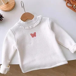 Camiseta invierno niña forro polar aplique mariposa manga larga