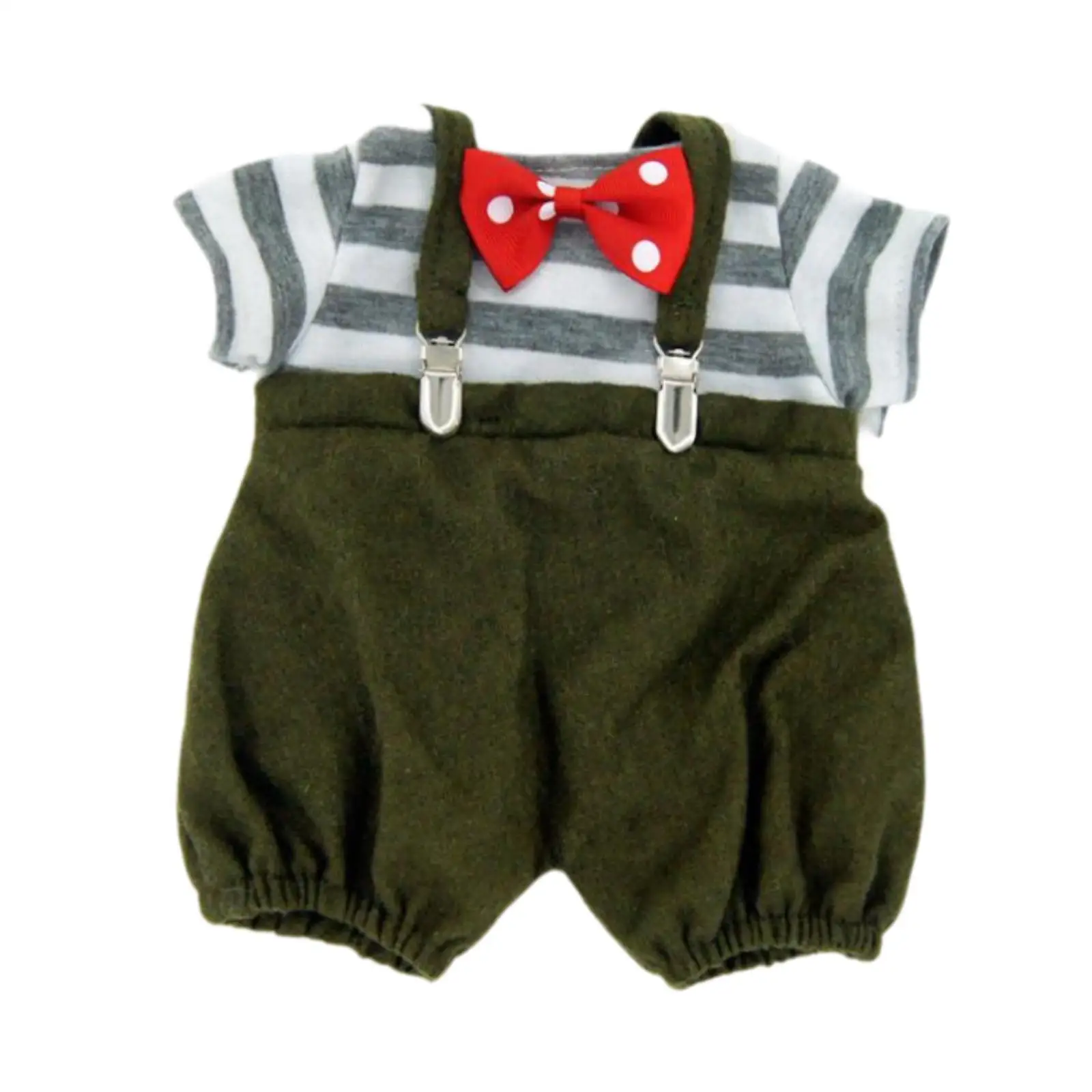 3x Doll Suspender Pants And T Shirt Bow Tie Outfits, Miniature Clothes for 15 Inch Dolls, Birthday Gifts, Thanksgiving Gifts