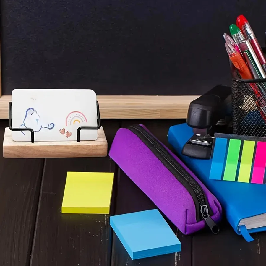 Tarjetero premium | Organizador de escritorio, capacidad para múltiples tarjetas, accesorio de escritorio, construcción duradera, madera y metal reciclados - imagen 4