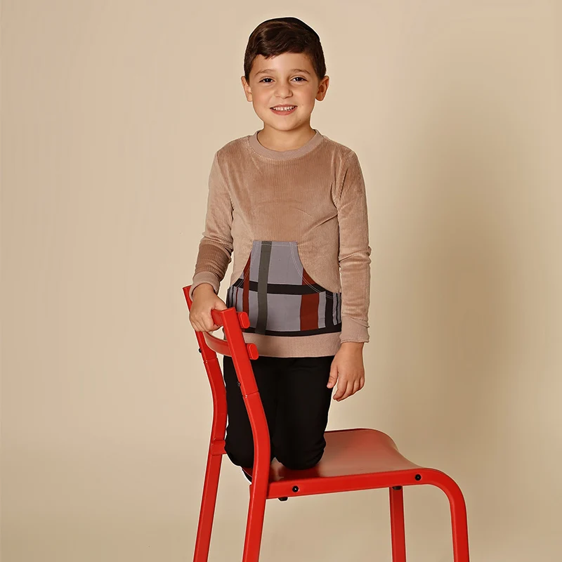 Conjunto de pana AA para niña con camisa de cuadros y leggings - imagen 3