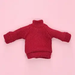 Suéter de cuello alto punto para muñeca BJD, accesorios moda ob11, Tops, jersey fondo, 1/12