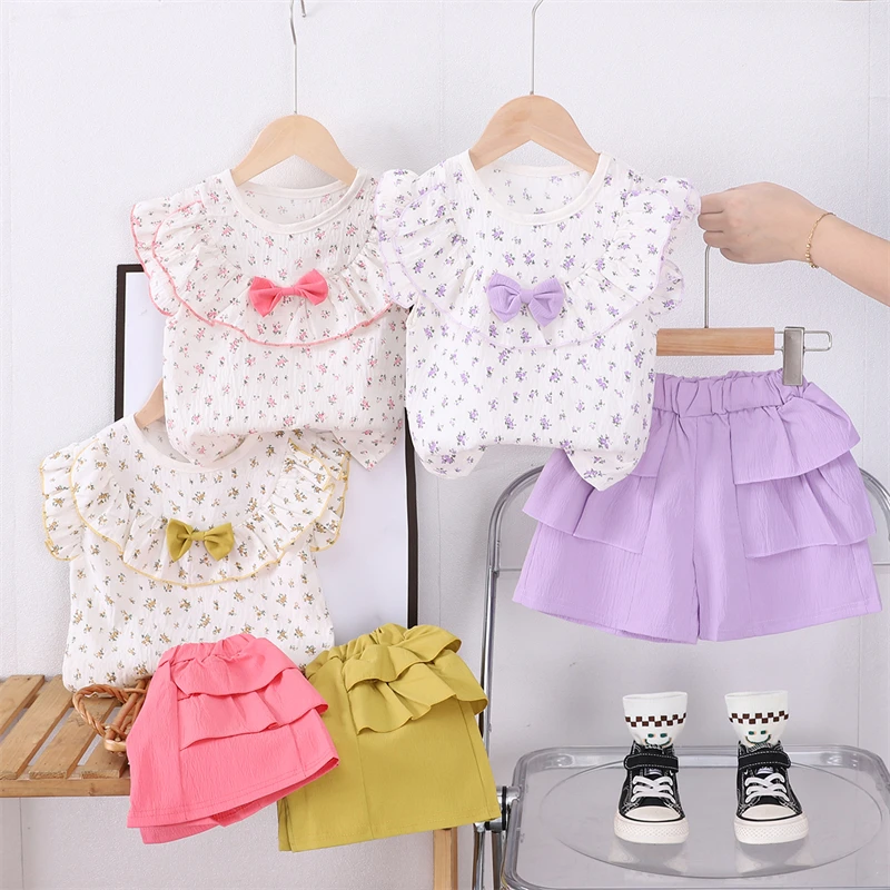 Conjunto de verano para bebé niña: camiseta flores y pantalón corto - imagen 5