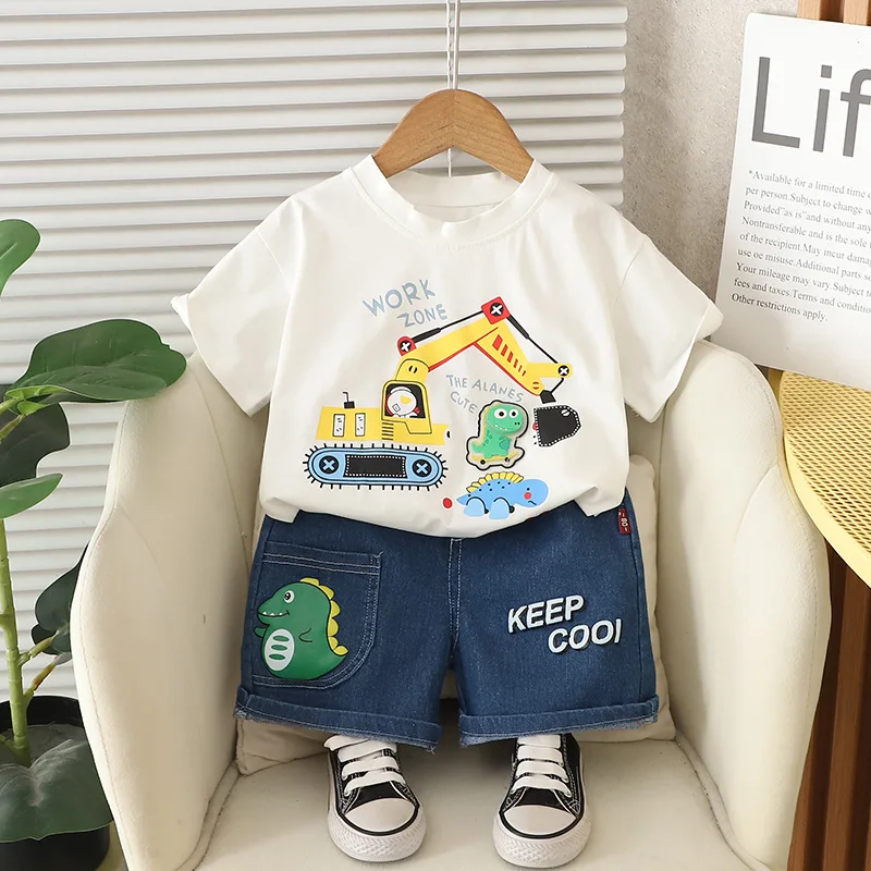 Conjunto verano bebé niña camiseta corta y shorts – Dibujo animado - imagen 3