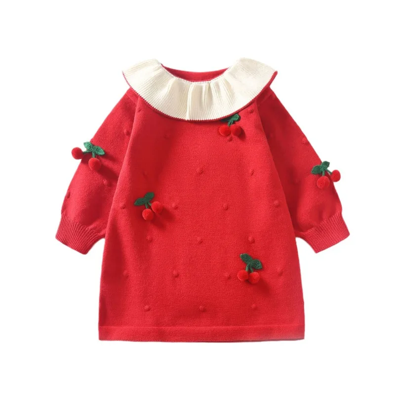 Vestidos de otoño para niña, nueva moda, ropa dulce para niña, suéter suave exquisito, vestido de princesa Dugu, nuevos vestidos diarios simples y elegantes