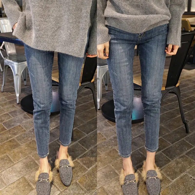 Pantalones vaqueros premamá azul cielo cómodos de invierno - imagen 3