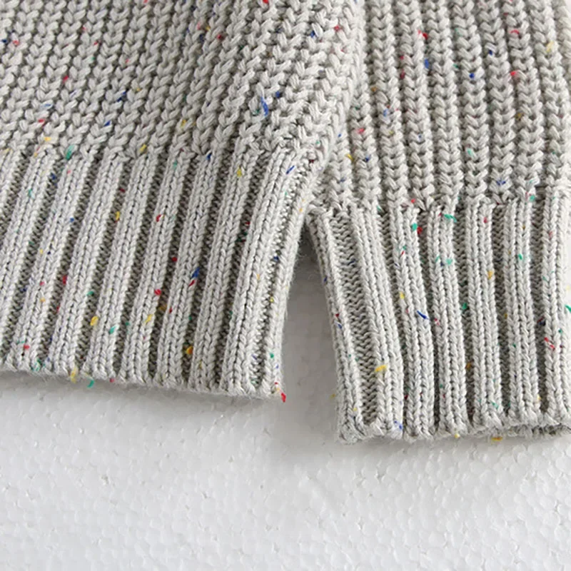 2025 otoño cuello redondo suelto ajuste infantil Jersey de punto suéteres puro algodón tono tierra recién nacido bebé Tops tejido suéter abrigo - imagen 5