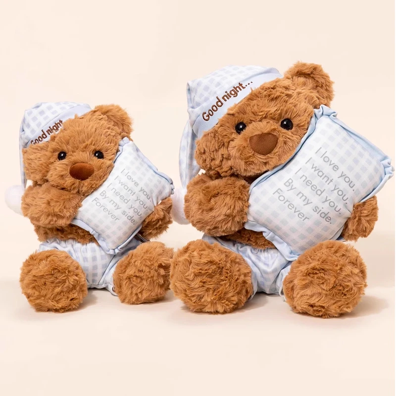 Oso de peluche con pijama – Muñeco suave para dormir y regalar en Navidad - imagen 4