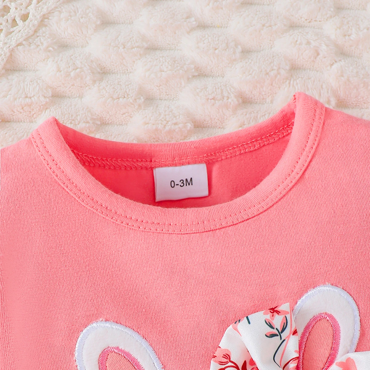 Ropa de 3 uds para niña, trajes de manga larga, mono de conejo encantador, pantalones de flores y diadema, ropa informal de otoño para bebé de 0 a 18M - imagen 2