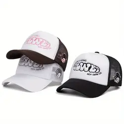 Gorra de Béisbol de Moda con Bordado de Letras, Protección Solar, Estilo Camionero, Ajustable, Unisex