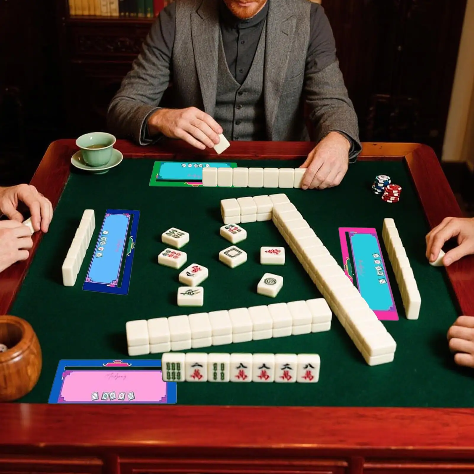 Lector de línea Mah Jong Mah Jong Rule Helper 4 piezas Mahjong Line Finder para personas mayores adultos viaje por carretera torneo vacaciones Picnic RV - imagen 2