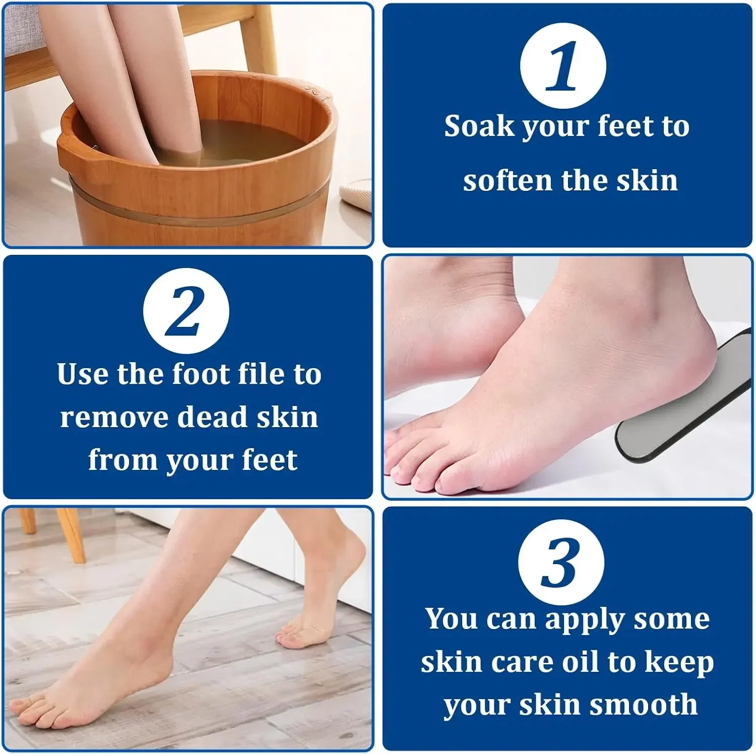 Lima de pie de acero inoxidable, eliminador de callos de doble cara, herramientas profesionales de pedicura, depurador de pies, eliminador de piel muerta, 1 ud. - imagen 5