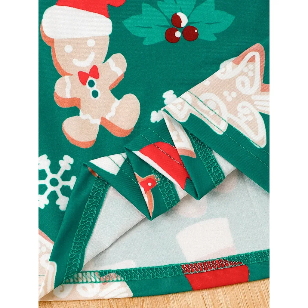 Vestido de Navidad para niña 4-7 años falda estampado Papá Noel sin mangas volantes - imagen 3