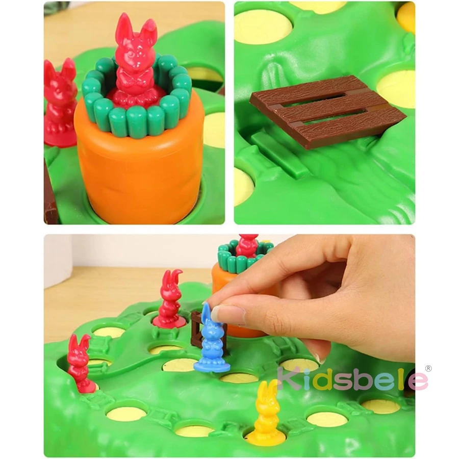 Juego de mesa para niños de 2 a 4 jugadores, divertido juego de trampa de conejo, conejo de juguete, carrera de campo traviesa - imagen 3