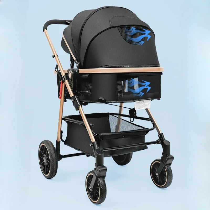 Nuevo cochecito de bebé gemelo de aspecto alto, respaldo ajustable, cochecito de bebé gemelo desmontable, cochecito de bebé doble plegable - imagen 3