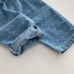 Pantalones de punto suave con lunares grandes para niños - otoño