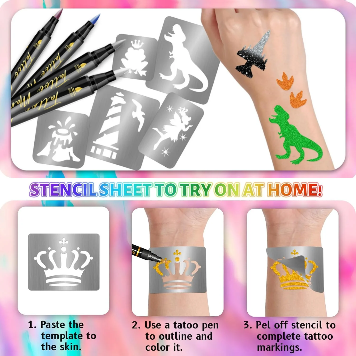 Kit tatuajes temporales infantiles – 24 colores pintura facial niños - imagen 5