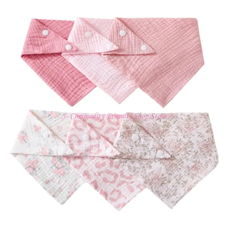 85ae 6pcs recién nacidos delantal babeo ajustable algodón transpirable paños baberos alimentación babero para niños - imagen 3