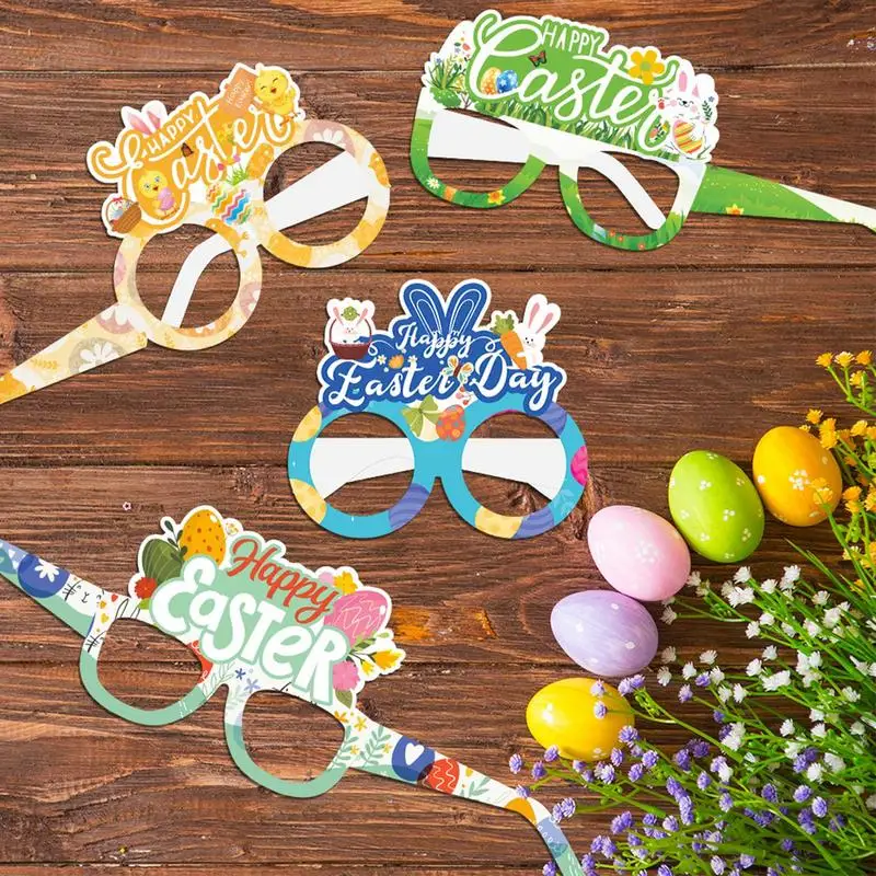 Gafas de papel de Pascua, 12 piezas, gafas de Pascua, accesorios para fotomatón de Pascua, gafas de papel felices de Pascua, decoraciones para fiesta de Pascua divertidas - imagen 3