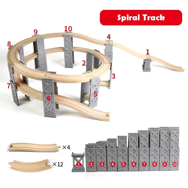 Estación de tren de madera con túnel y puente infantil - imagen 3
