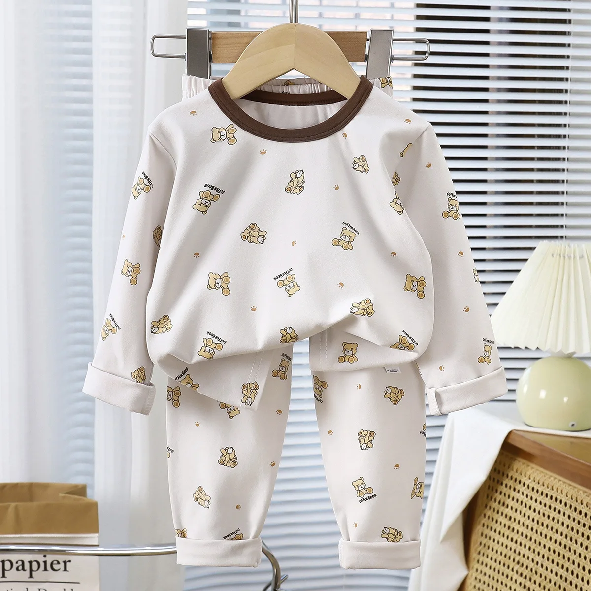 MILANCEL primavera niños conjunto de ropa de casa 1-9T conejito de dibujos animados niñas ropa de hogar traje perros letras niños pijamas 2 uds - imagen 4