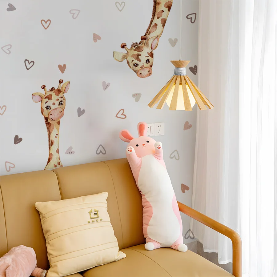 Pegatinas de pared autoadhesivas de jirafa de amor para habitaciones de niños, salas de estar, paredes de fondo, pegatinas decorativas de pared - imagen 4