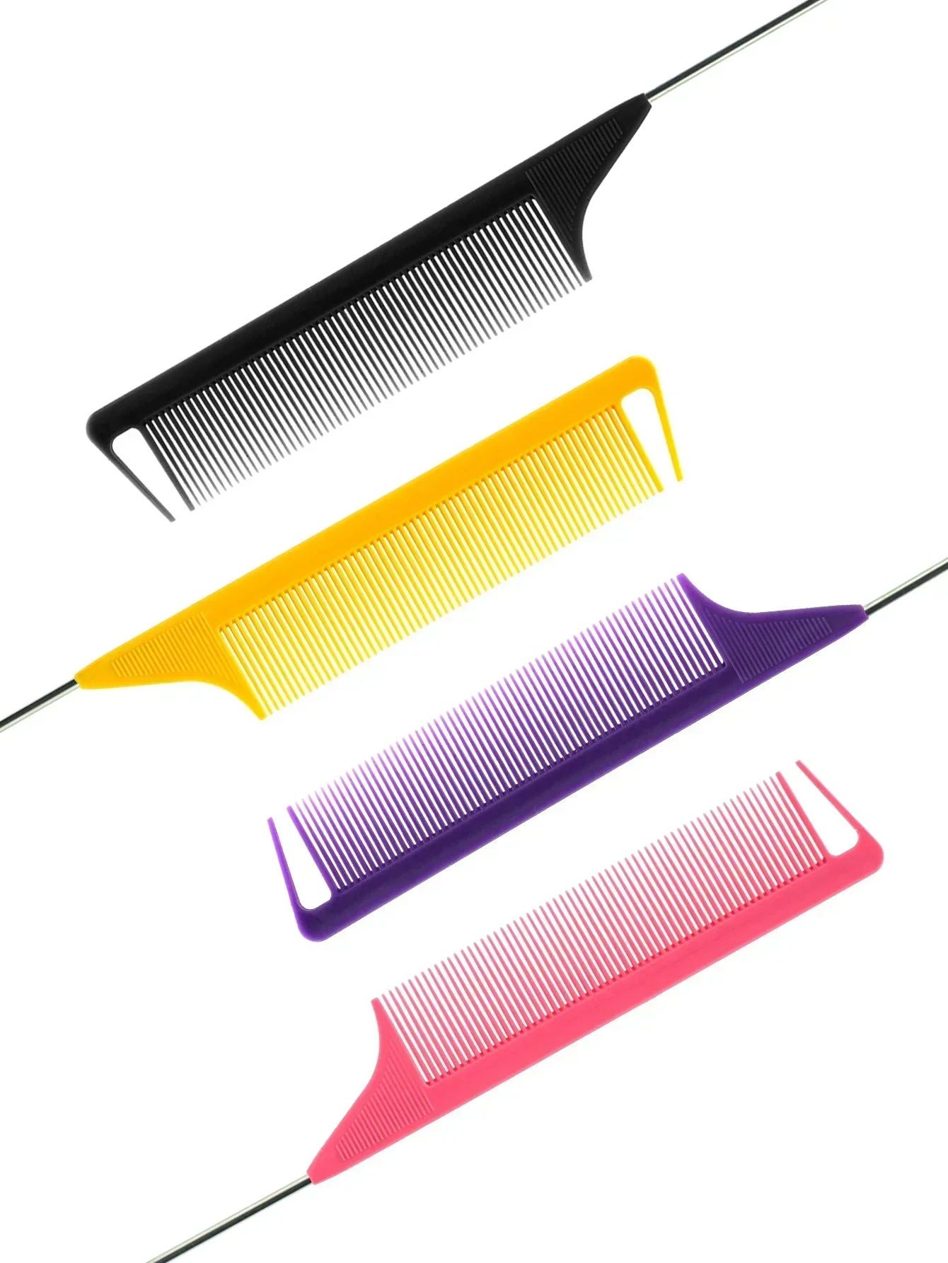 Peluquería estilismo antiestático Pro cola puntiaguda salón peine cepillo de pelo aguja de acero Pin peines de cola de rata accesorios de peluquero - imagen 4