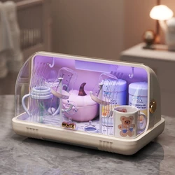 Estante de secado esterilizador de biberones, organizador de platos de varios colores grueso con orificios de drenaje, caja de almacenamiento de vajilla portátil