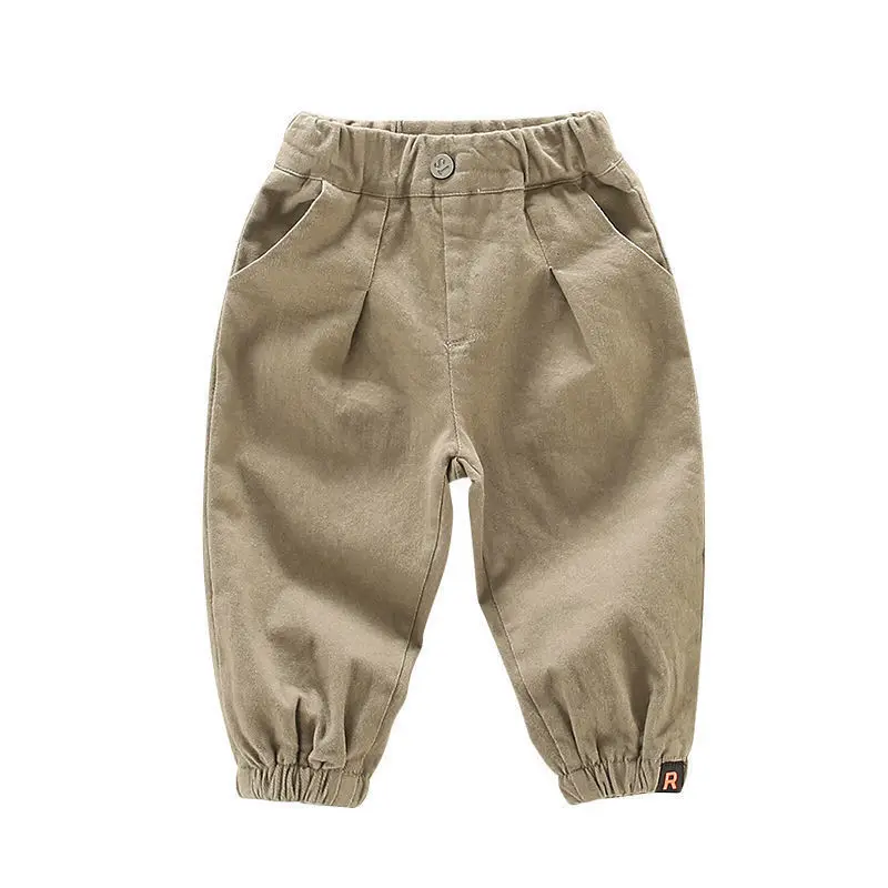 Pantalones coreanos de primavera y otoño para bebés, pantalones harén informales lisos de algodón para niños, pantalones Cargo sencillos para niños pequeños - imagen 4