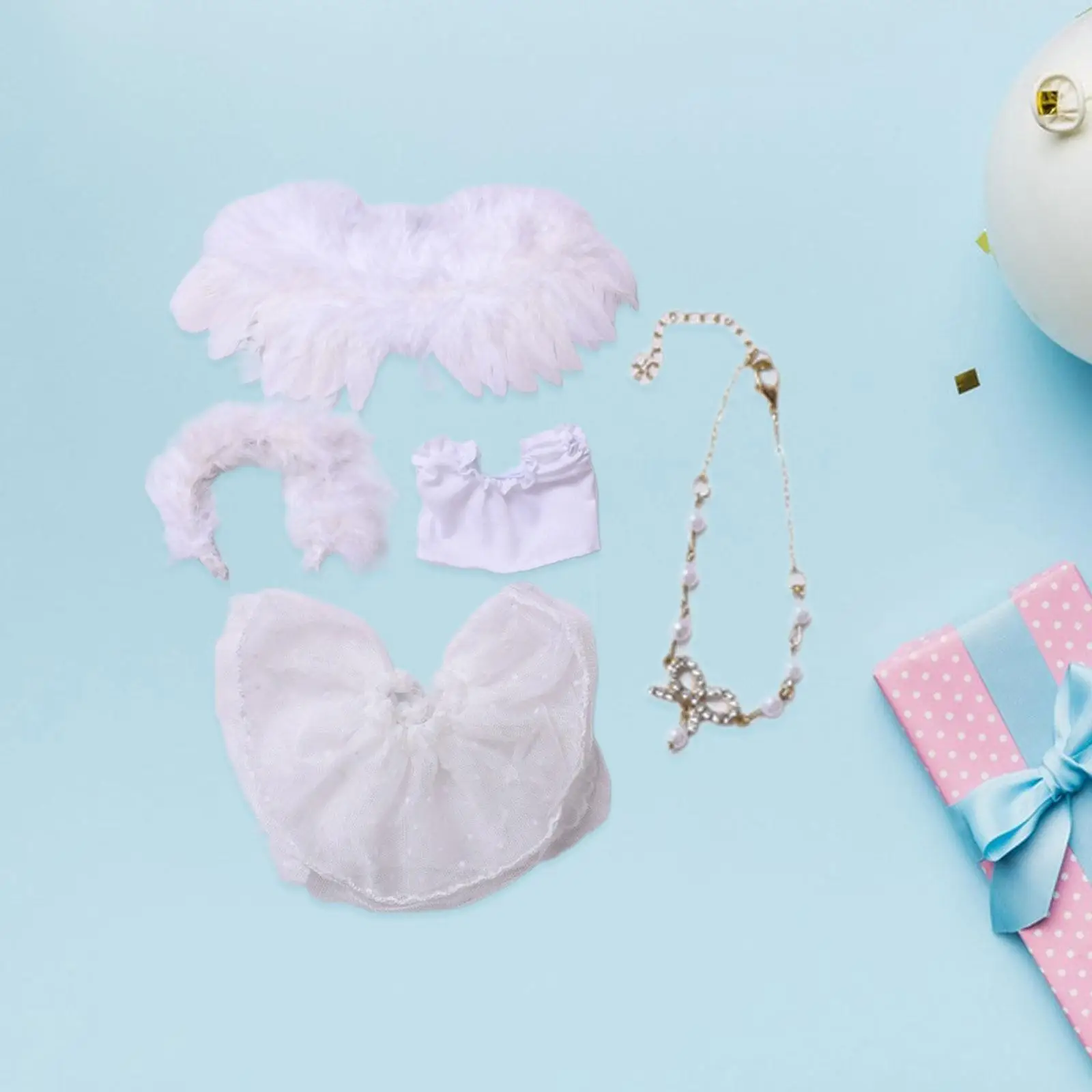 Dolls Angel Wing Lace Set Outfits Accessory Miniature Clothes Costume for 15-17cm Dolls Girl Dolls Thanksgiving Gifts