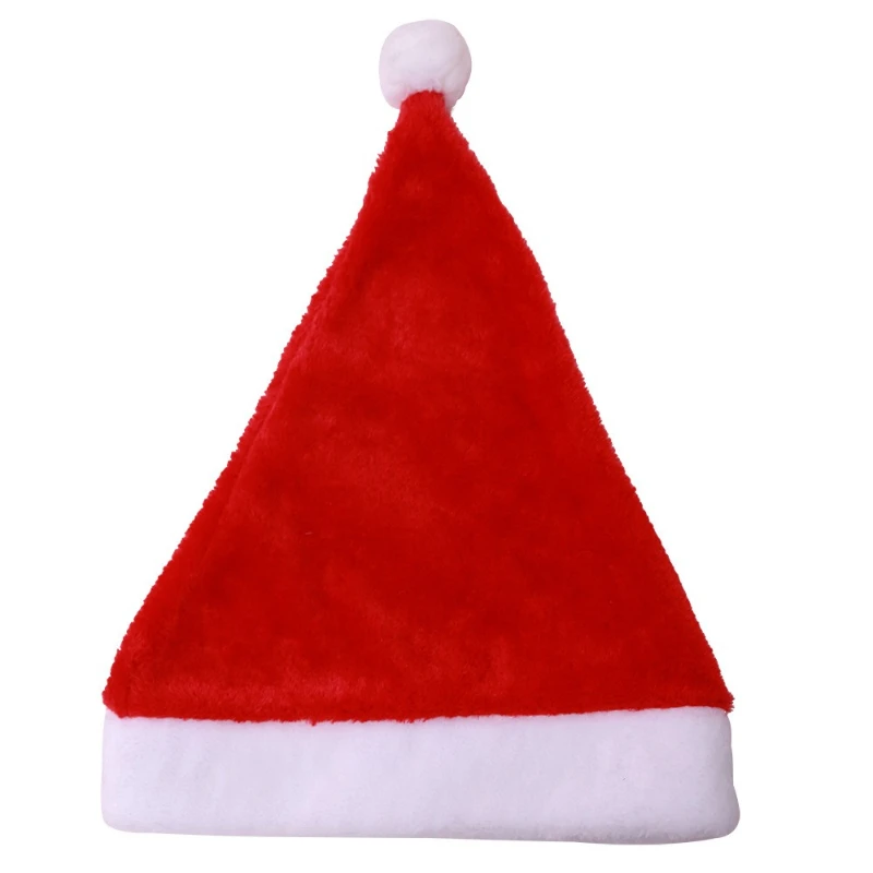 Gorros de Papá Noel rojos de felpa cortos de primera calidad de alta gama para adultos y niños, decoración y suministros para fiesta de Navidad, 2 uds. - imagen 2