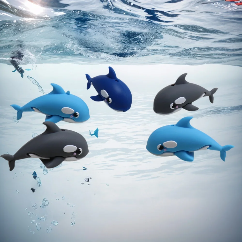 Cuentas de silicona 4 Uds. Cuentas focales de ballena 3D para bolígrafos, cordón para teléfono, llavero, suministros para hacer pulseras con cuentas, dijes para bolsos - imagen 2