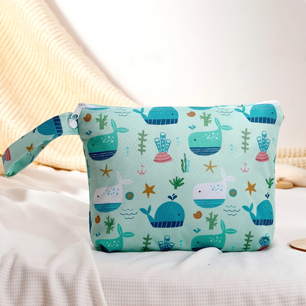 Elinfant 1 bolsa de almacenamiento de un solo bolsillo, con asa y cremallera, bolsa húmeda y seca, bolsa de pañales, bolsa de lavandería