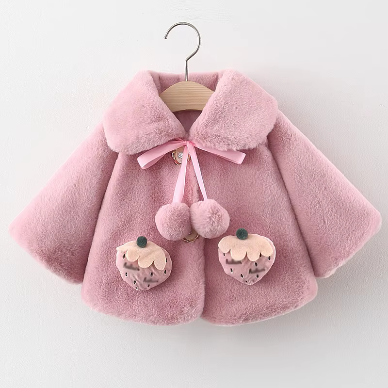 Abrigo de invierno con pelo para niñas recién nacidas