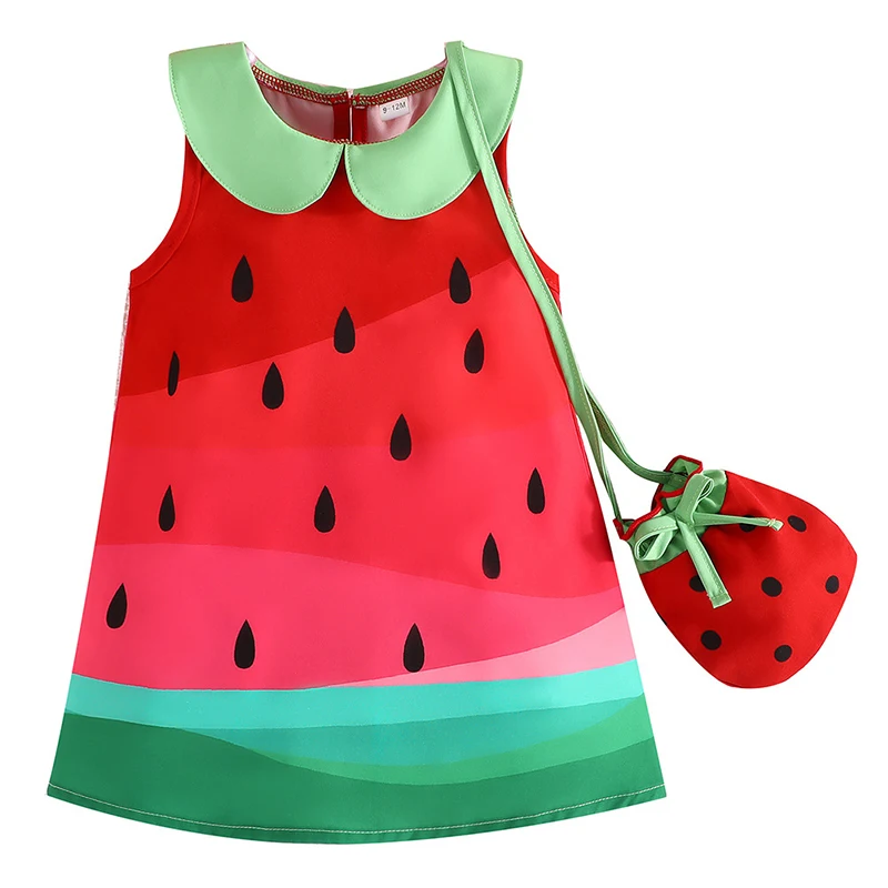 Vestido de verano para niña con bolso - Estilo princesita rojo