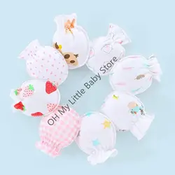 M76C Guantes algodón con dibujos animados para bebé recién nacido, manoplas unisex para bebé 0 a 5 meses