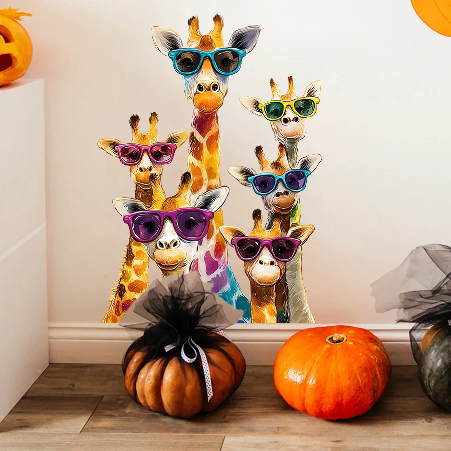Gafas de sol, pegatinas de pared autoadhesivas de jirafa, gabinetes de dormitorio, ventanas de vidrio, pegatinas decorativas para ventanas - imagen 2