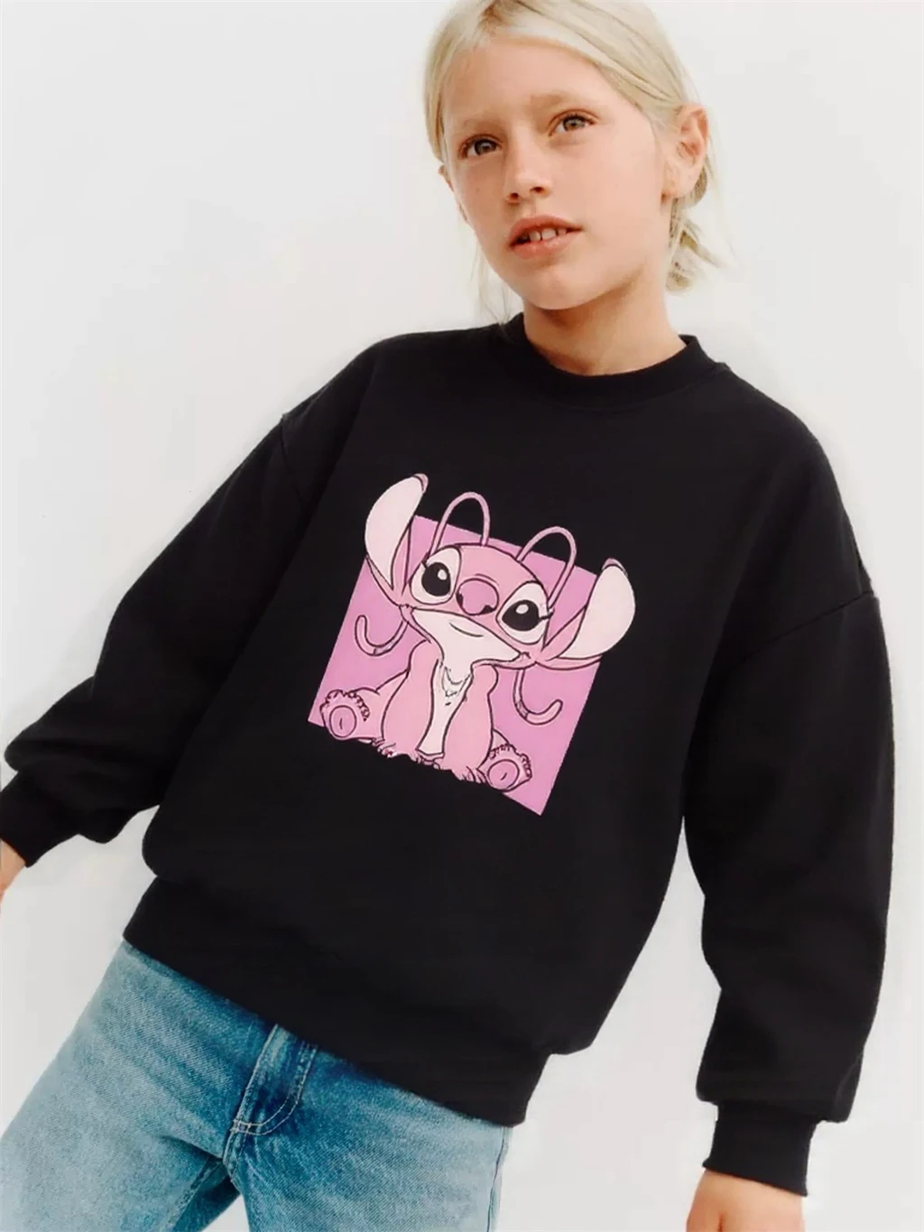 Sudaderas de punto bonitas, ropa de otoño de Disney, Tops de manga larga para niños, Sudadera con capucha de cuello redondo, jerséis simples y versátiles para niños pequeños