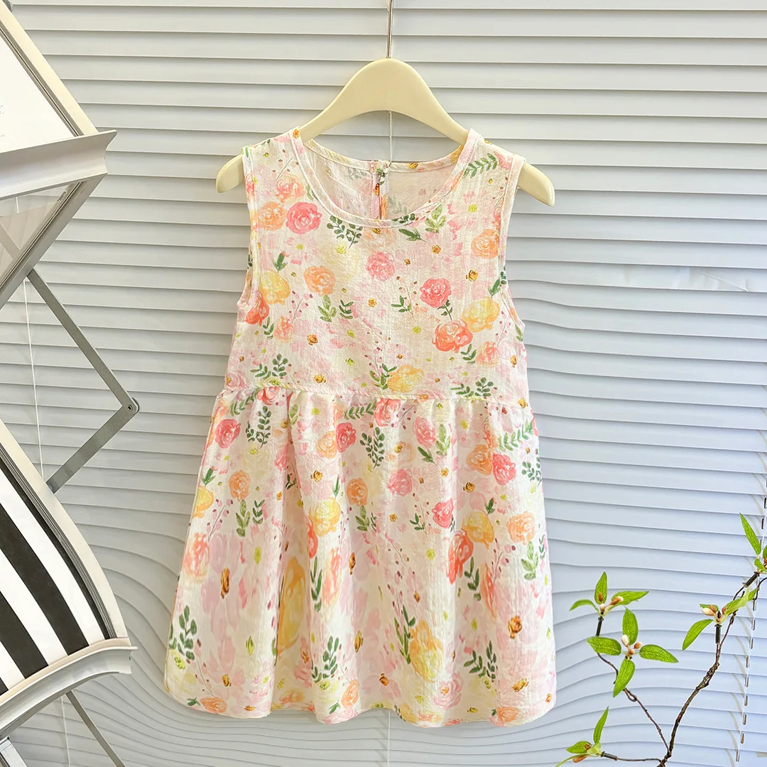 Vestido de princesa con estampado floral para niñas – Verano - imagen 5